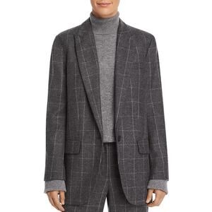Equipment Women's James Blazer Gray Windowpane Button Front Size 10 Jacket Coat